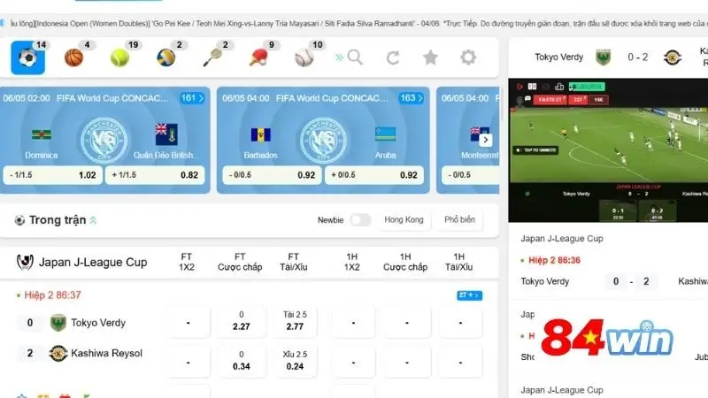 Cá cược thể thao là thế mạnh hàng đầu tại 84win