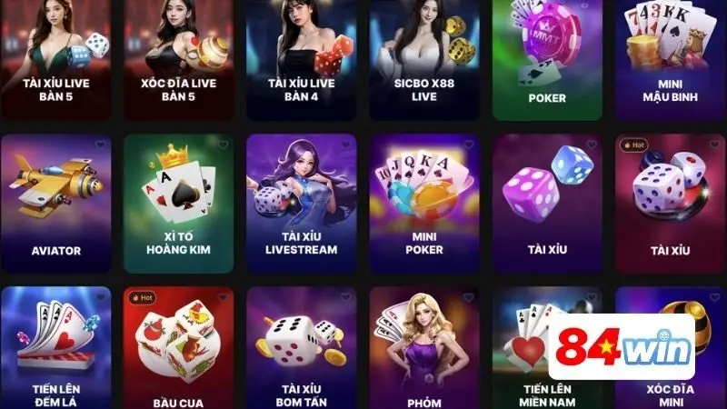 Các tựa game nên trải nghiệm sau khi tải app 84Win